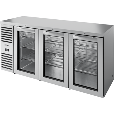 CONTRABARRA REFRIGERADA TRUE TBR84-RISZ1-L-S-GGG-1 | Contrabarra Refrigerada | Sistema de Refrigeración a la Izquierda | 3 Puertas Cristal | Acero Inoxidable