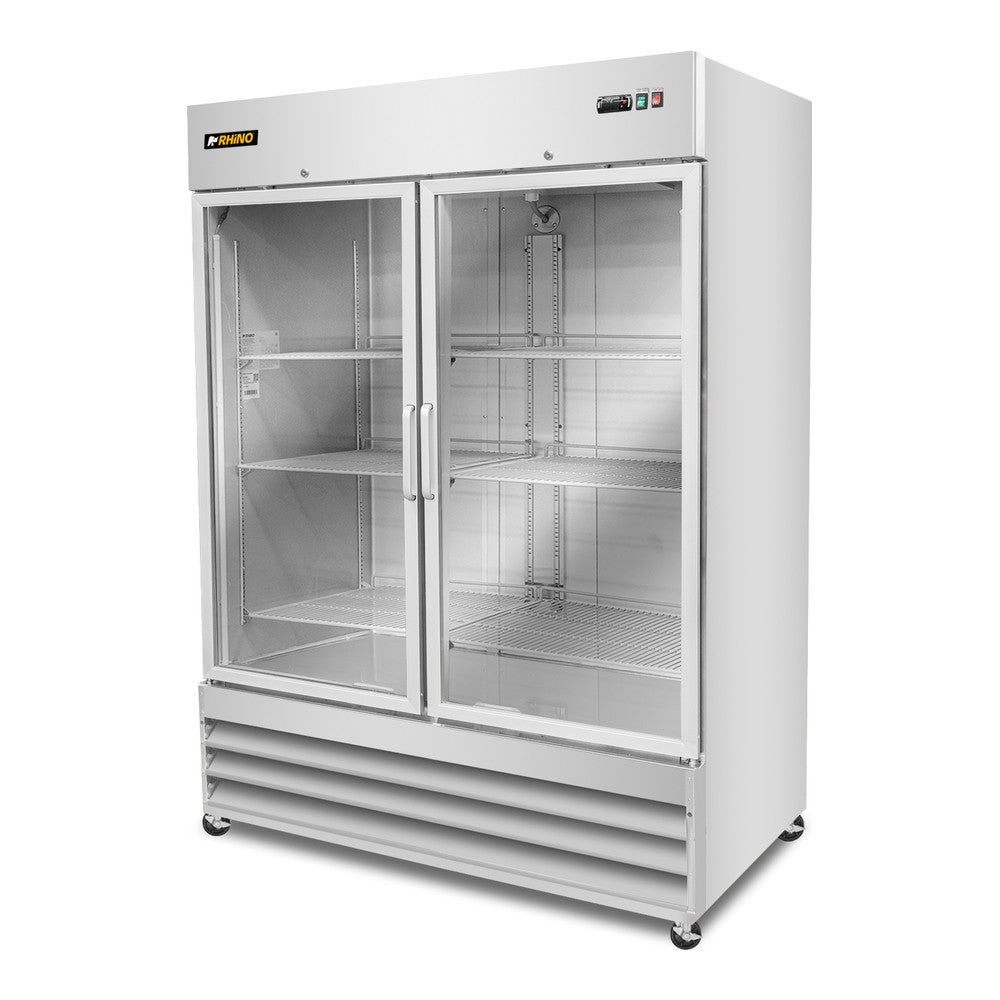 CONGELADOR RHINO CONVECRI-47 | Congelador Vertical | 2 Puertas Cristal | Capacidad 41 Pies Cúbicos | Acero Inoxidable | Restaurante Supermercado Carnicería