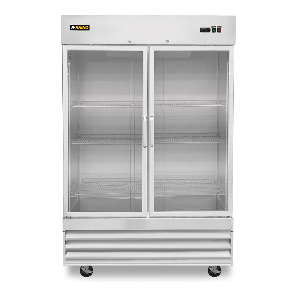 CONGELADOR RHINO CONVECRI-47 | Congelador Vertical | 2 Puertas Cristal | Capacidad 41 Pies Cúbicos | Acero Inoxidable | Restaurante Supermercado Carnicería