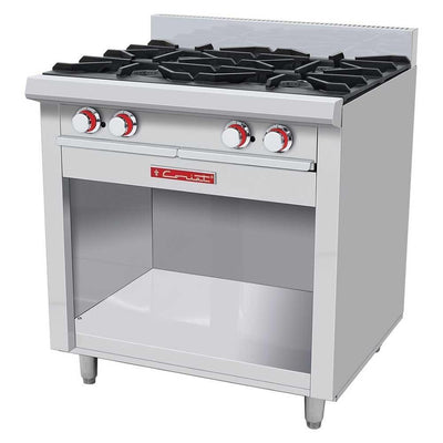 ESTUFA CORIAT EC-4-GA HD DE PISO | Estufa | 4 Quemadores Extra Grandes | Gabinete Abierto | Gas | Cenaduría Lonchería Fonda | Estufa Quemador Gabinete Heavy Duty Restaurante Comedor Acero Charola Residuos Preparación Alimento Comida Master Respaldo