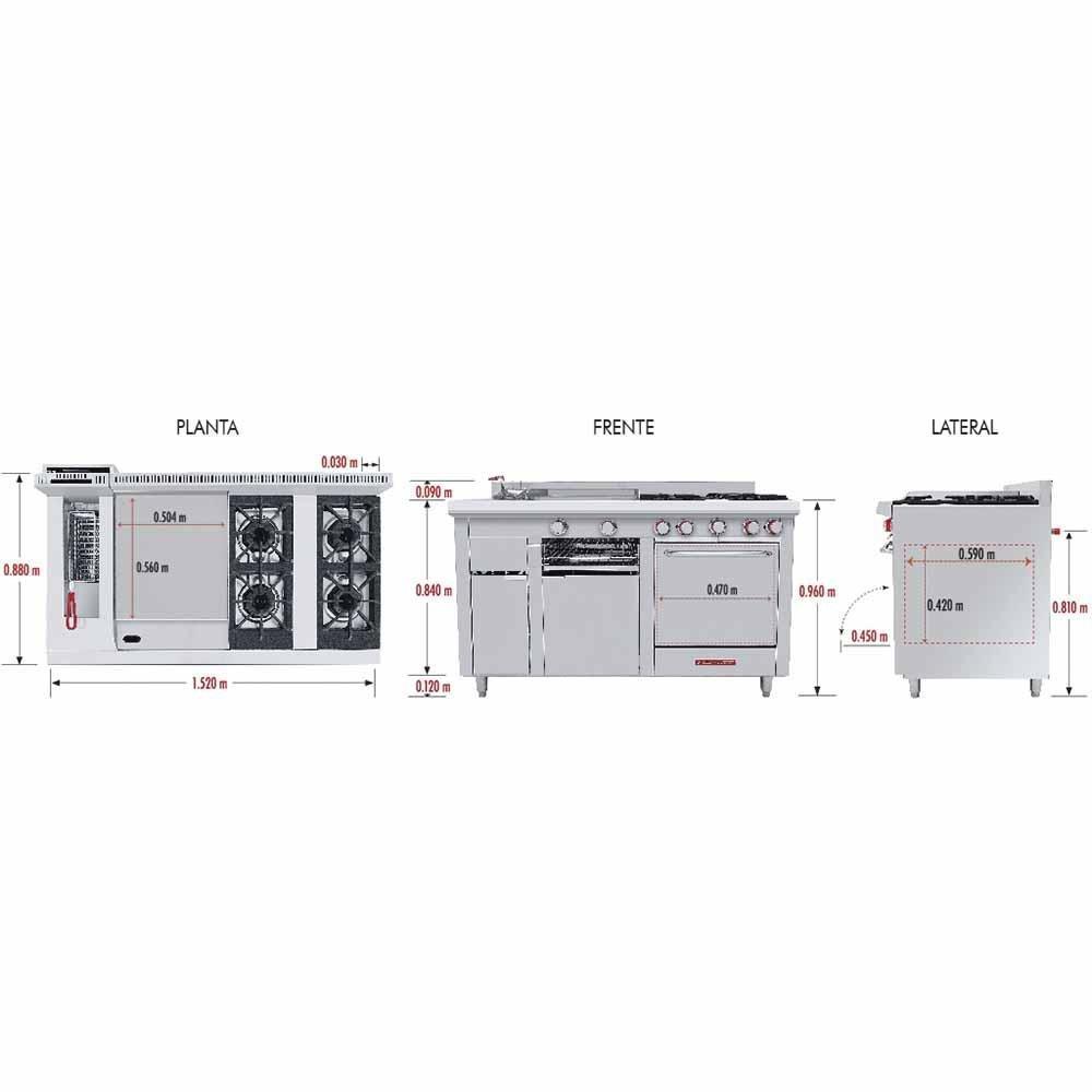 Coriat MULTICHEF MASTER TURBO Estufa 1 parrilla 4 Quemadores Horno Plancha - Estufas / Parrillas - Coriat - KitchenMax Store