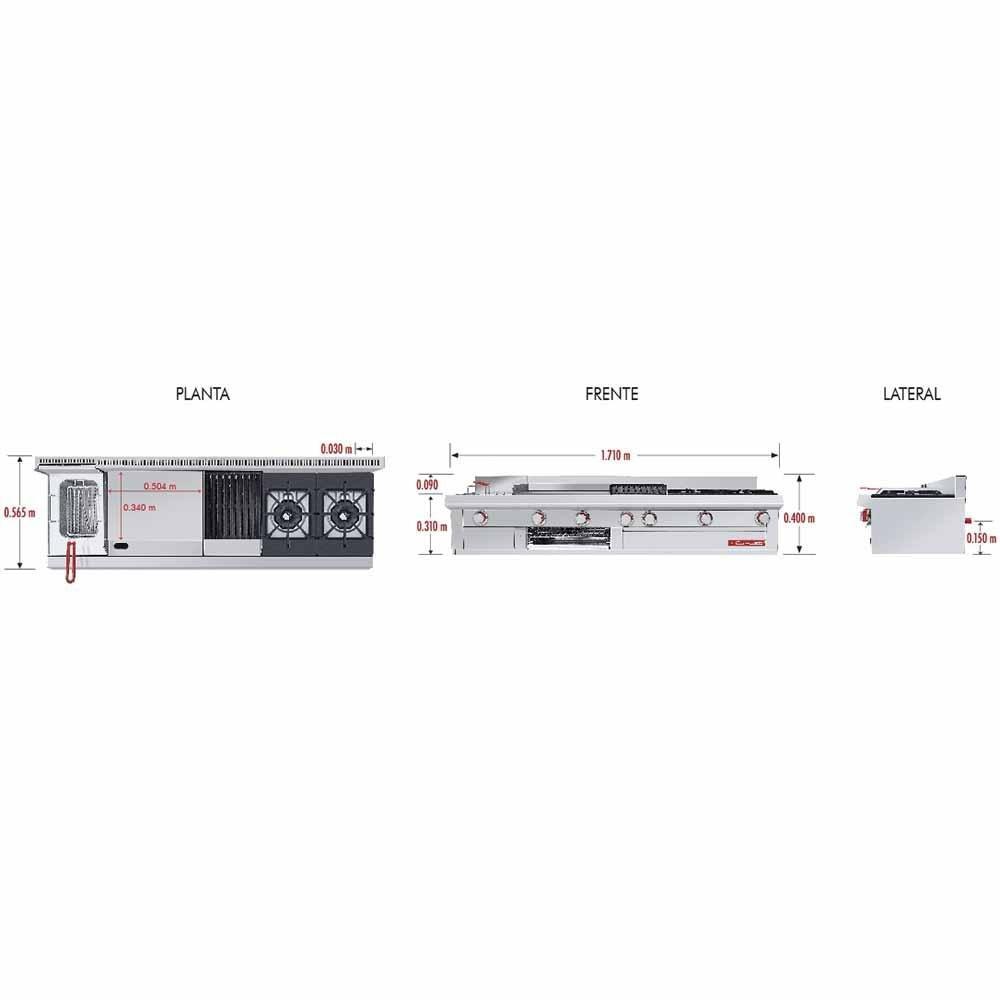 Coriat MULTIPLE MESA PETIT Estufa 2 Quemadores Freidora Asador Acero Inoxidable Gris - Estufas / Parrillas - Coriat - KitchenMax Store