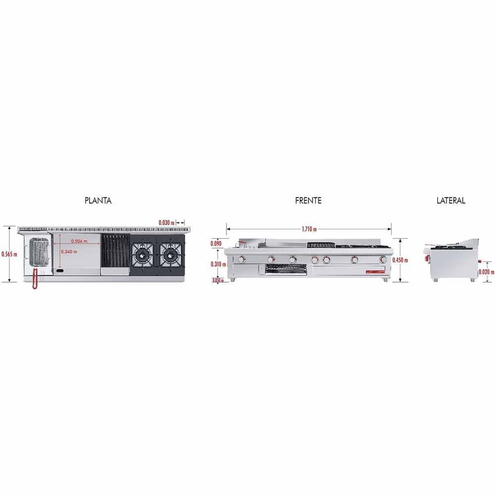 Coriat MULTIPLE MESA PETIT Estufa 2 Quemadores Freidora Asador Acero Inoxidable Gris - Estufas / Parrillas - Coriat - KitchenMax Store