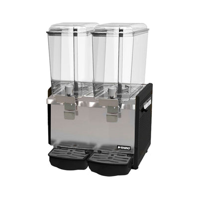 DISPENSADOR RHINO DISBEF-2T | Dispensador de Bebidas Frías | 2 Tanques 18 Litros C/U | Policarbonato | Tienda de Autoservicio Cine Cafetería Bares Dispensador Distribuidor Repartidor Cerveza Restaurante Bar Local Negocio 