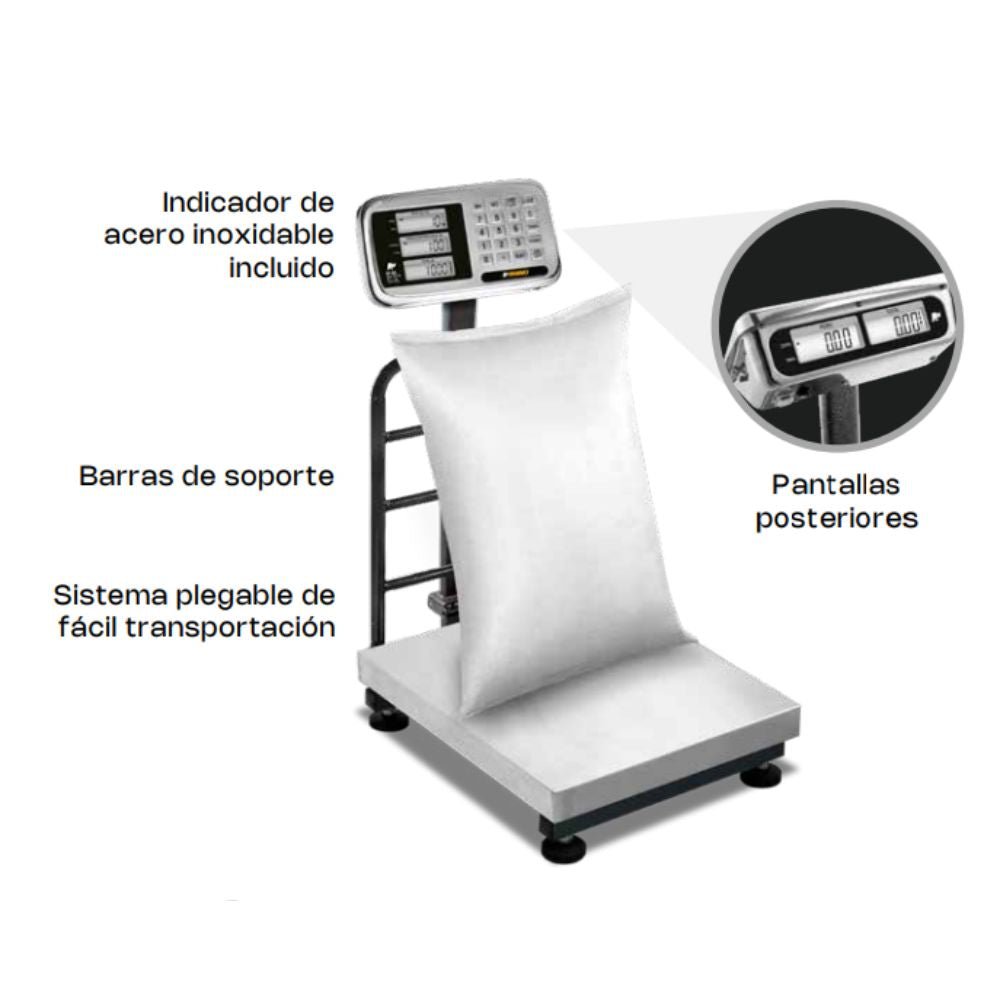 Báscula Electrónica Rhino BP-500, báscula electrónica de plataforma, en acero inoxidable.