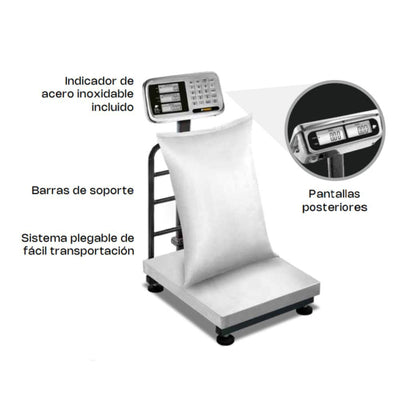 Báscula Electrónica Rhino BP-500, báscula electrónica de plataforma, en acero inoxidable.