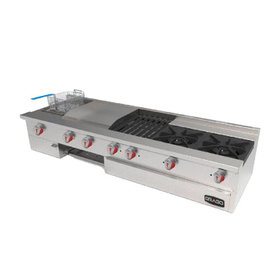 ESTUFA DRAGO UDM SLIM | Estufa | 2 Quemadores | Freidor Plancha Asador Radiante Gratinador | Restaurante Fonda