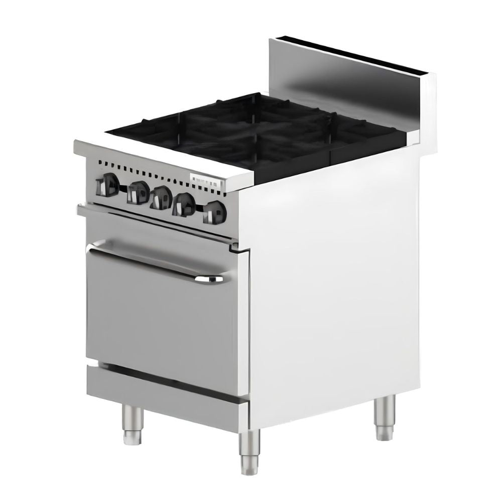 ESTUFA IMBERA 1029159 EHGP-4Q | Estufa con Horno a Gas | Acero Inoxidable | Cocina Industrial Restaurante Bistró Cafetería Hospital Local Plaza comercial Dark Kitchen Parrilla Hospital Hotel Cafetería Puesto Bar Panadería Chocolatería Ilustrativa