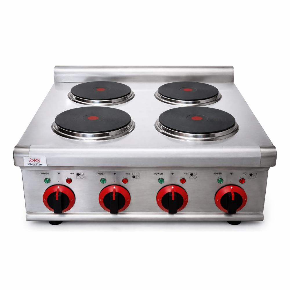 ESTUFA KINGSTAR ESK4E | Estufa Sobremesa | Eléctrica | 4 Quemadores | Restaurante Negocio Cocina Cocinas Fondas Restaurantes Cenadurias Comedores Industriales Preparación de Alimentos Cocción 