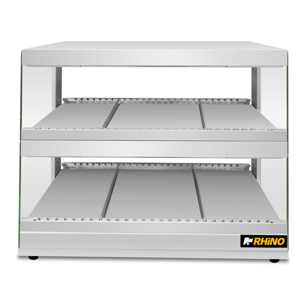 EXHIBIDOR CALIENTE RHINO EXCAL-87 | Exhibidor Caliente para Paso de Alimentos | 2 Niveles | Iluminación LED | Acero Inoxidable | Restaurante Cafetería Buffet