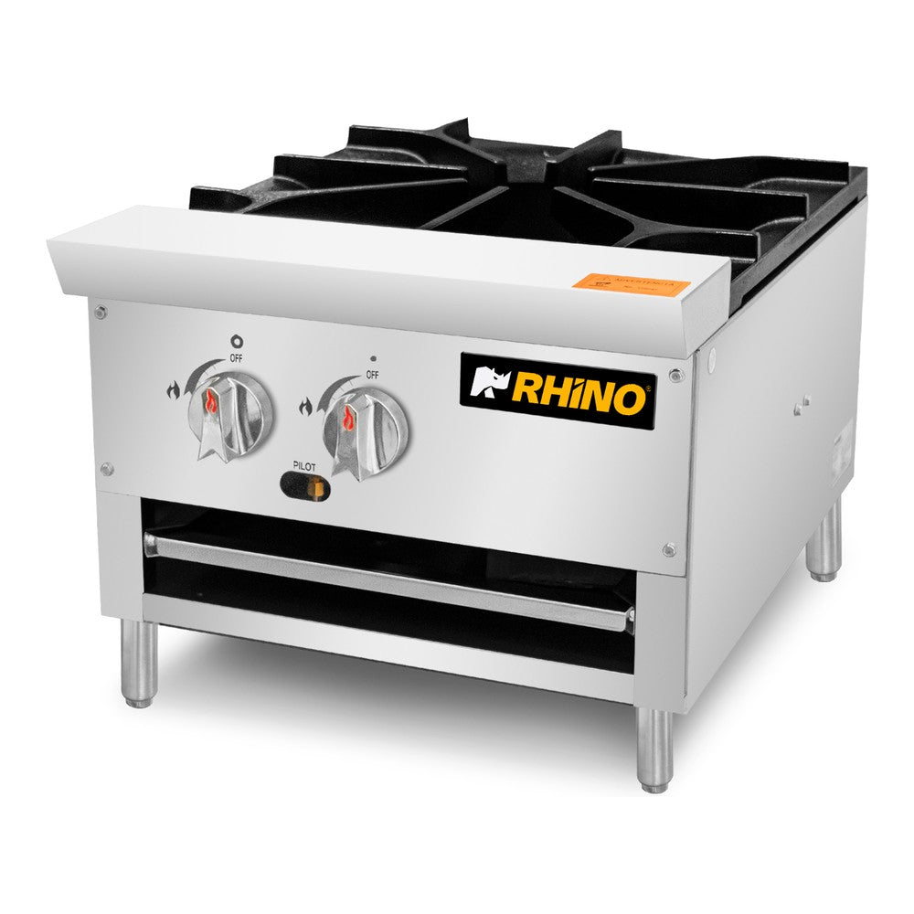 FOGÓN RHINO FOGA-1Q | Fogón a Gas 1 Quemador | 80,000 BTU | Parrilla de Hierro Fundido | Restaurante Cocina Industrial Banquetes