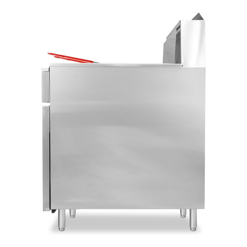 FREIDOR RHINO FREI-22LP | Freidora a Gas LP | Capacidad 22 L | 3 Quemadores y 2 Canastillas | Acero Inoxidable | Restaurante Cocina Industrial