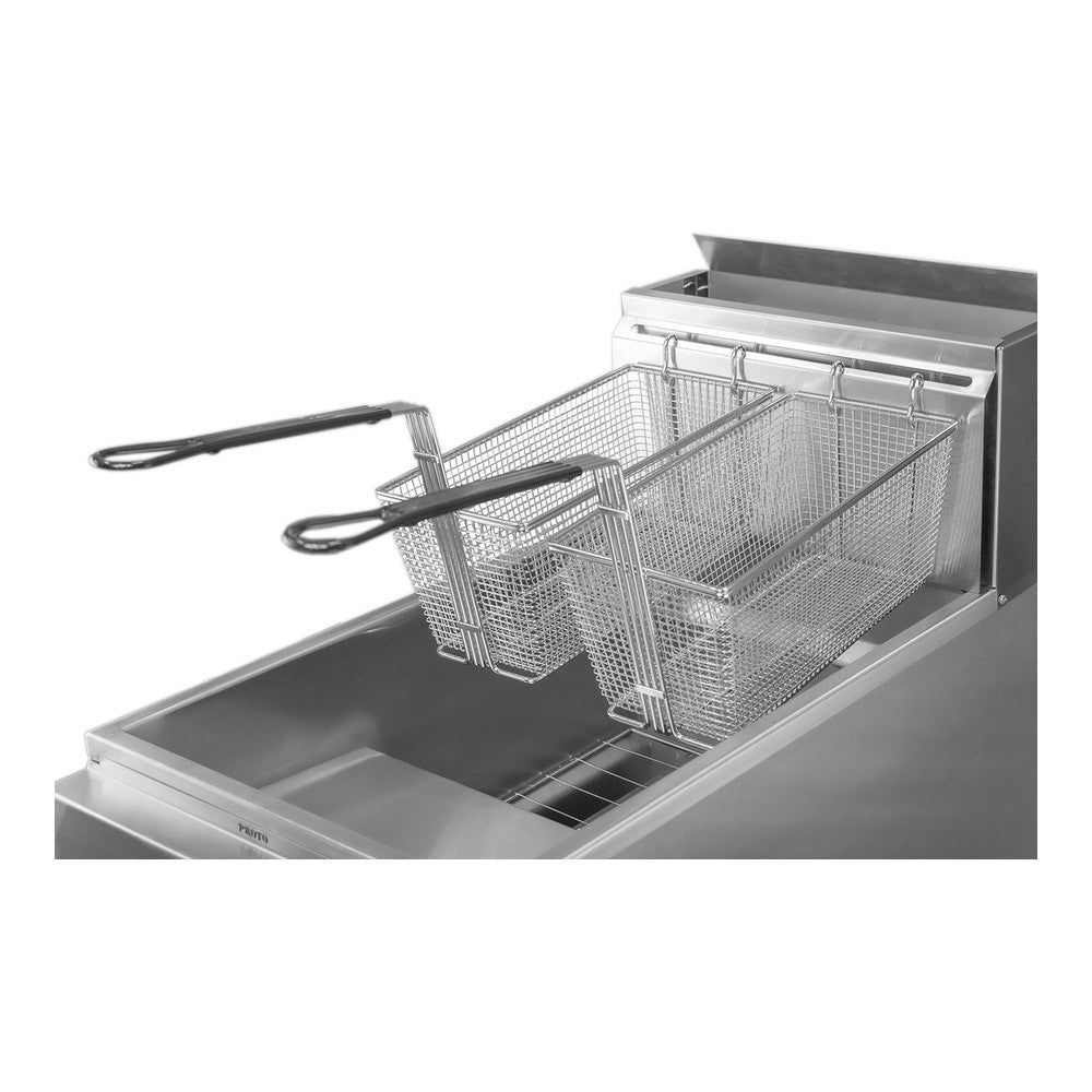 FREIDOR RHINO FREI-22LP | Freidora a Gas LP | Capacidad 22 L | 3 Quemadores y 2 Canastillas | Acero Inoxidable | Restaurante Cocina Industrial