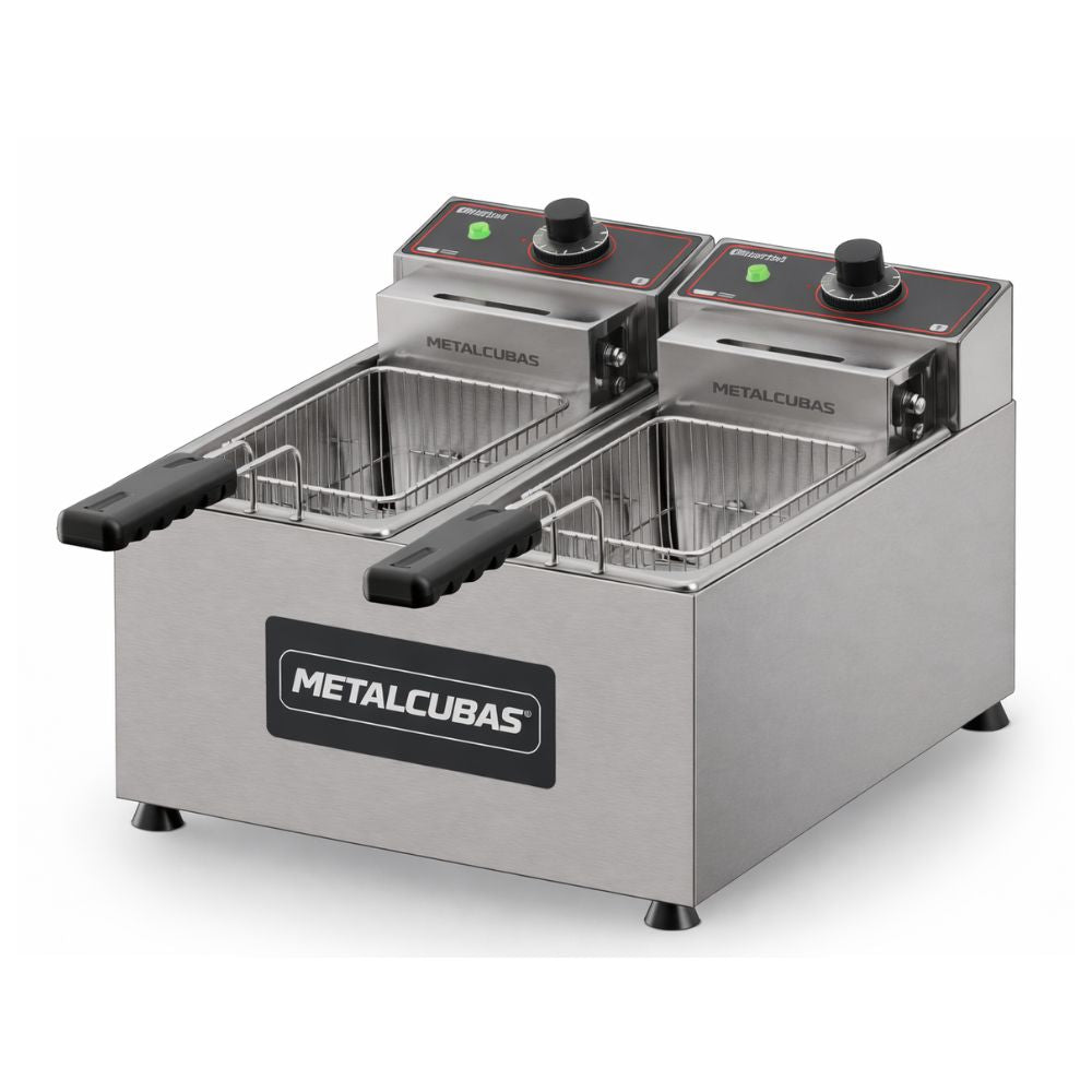 Freidora Metalcubas FE2C, freidora eléctrica, en acero inoxidable.