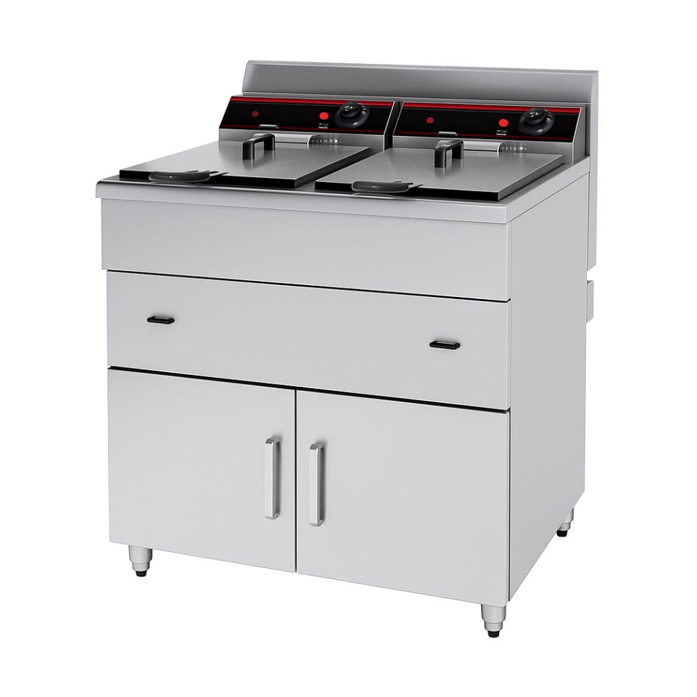 FREIDORA METVISA MTA-CHZ-182G | Freidor de Piso | Gas | 2 Canastillas | Cocina Industrial Pollo Frito Restaurante Cocina Económica Freír Alimentos Freidoras Alitas Papas A la Francesa Salchipulpos Pollo Snacks