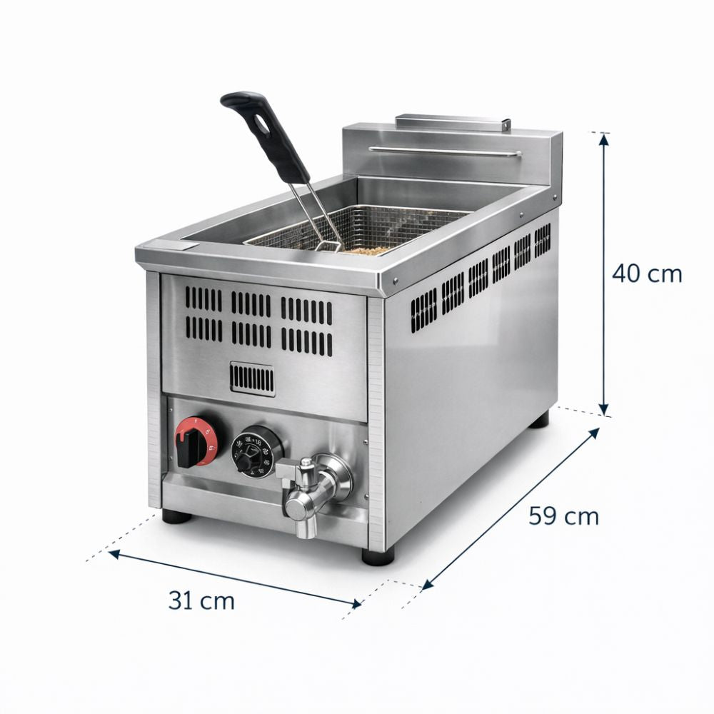 FREIDORA KINGSTAR FK1G | Freidora | Gas | 1 Canastilla | Restaurante Comida Rápida Restaurante Cocina Económica Freír Alimentos Freidoras Alitas Papas A la Francesa Salchipulpos Pollo Snacks