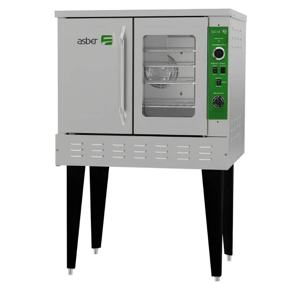 HORNO CONVECTOR ASBER AECO 1 EM  | Horno Convector a Gas | Acero Inoxidable | Restaurante Panadería Cocina Industrial  Chimenea Temporizador Deflectores Porta-Mandos Enfriamiento Luz Interior | Gas | Acero Inoxidable | Horno Pan Panadero Comedor Restaurante Repostería Pastelería Super Mercado Tienda Autoservicio Chimenea Autentico Alimento Comida Cocina Gourmet Cocción Interior 