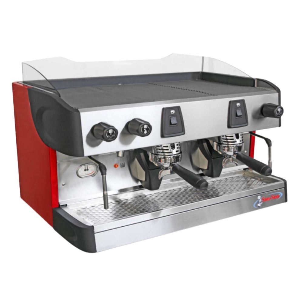 CAFETERA PROFESIONAL 2 GRUPOS SAN SON ITALBAR2 | Cafetera Italiana Semiautomática | Electrobomba | Acero Inoxidable | Caldera Latón | Cafetería Restaurante Hotel Negocio Café Granos de Café Profesional Expresso Cappuccino Vapor