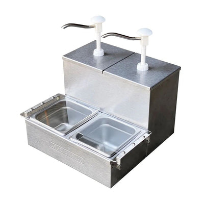 International SC-2 Surtidor Dispensador Capsup Mostaza Snack, 40 x 37 x 40 cm, en acero inoxidable.