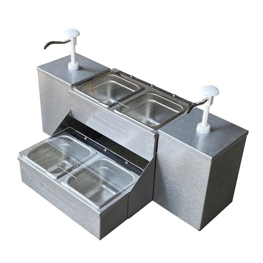 International SC-4 Surtidor Dispensador Ketchup Mostaza Crema, 72 x 42 x 40 cm, en acero inoxidable.