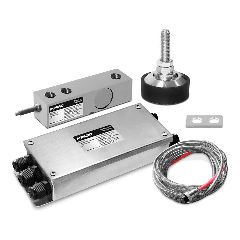 KIT DE CELDAS RHINO KIT4CEL-2T | Kit 4 Celdas de Carga para Báscula | Capacidad 2,000 kg | Caja de Sumas IP65 | Básculas de Plataforma Industria