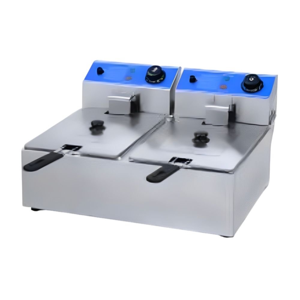 Keiter DZL-12BA Freidor 12 Litros 2 Canastillas Restaurante Cocina Económica Freír Alimentos Freidores Alitas Papas A la Francesa Salchipulpos . Ideal para su uso en restaurantes, cocinas económicas, fondas, banquetes, cafeterías, para preparación de alimentos, comida, freir, cocinar, carnes, papas, salchichas, etc. KitchenMax.Store. Envíos seguros a todo México. Cotiza hoy mismo.