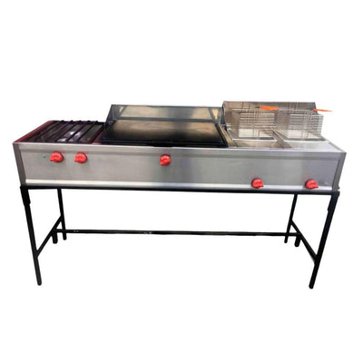 King Star EM001 Linea Economica Multiple Plancha Freidora Frente 160 cm 2 Quemadores 2 Freidoras Inox -  - King Star - KitchenMax Store