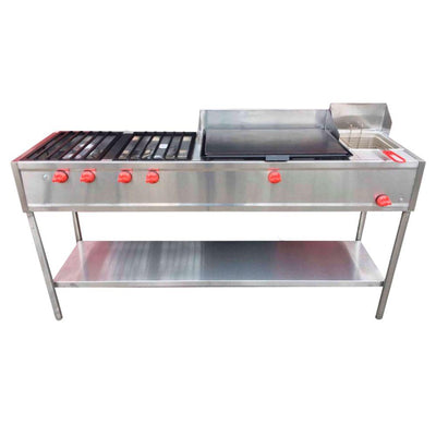 King Star EM009 Linea Economica Multiple Plancha Freidora Frente 180 cm 4 Quemadores Freidora Inox -  - King Star - KitchenMax Store