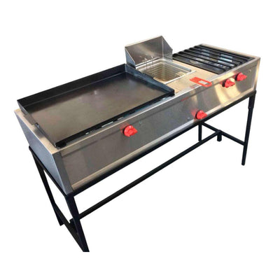 King Star EM032 Linea Economica Multiple Plancha Freidora Frente 130 cm 2 Quemadores Freidora Inox -  - King Star - KitchenMax Store