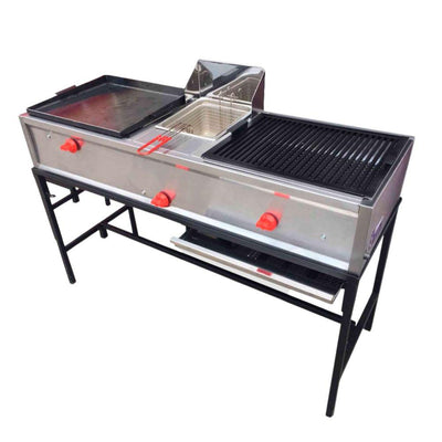 King Star EM033 Linea Economica Multiple Plancha Freidora Asador Frente 130 cm Inox -  - King Star - KitchenMax Store