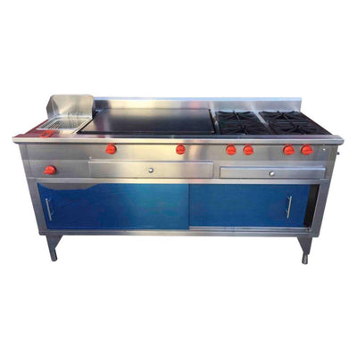 King Star EM042 Linea Economica Multiple Freidora Plancha Frente 130 cm 4 Quemadores Inox -  - King Star - KitchenMax Store