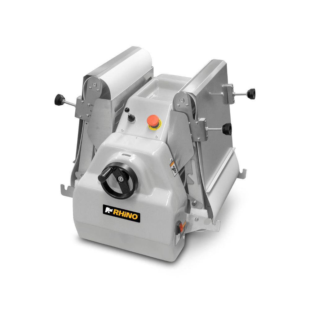 Laminadora Rhino LAMBA-169M, ancho de banda: 37 cm, en acero inoxidable.