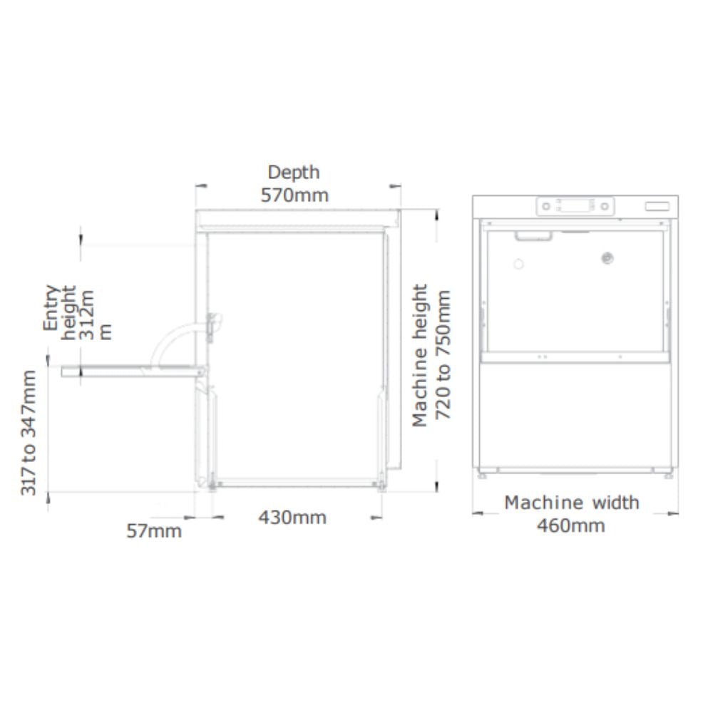 LAVAVAJILLAS WINTERHALTER 808V0044 Bajo mostrador C3000 MX STANDARD | Lavavajillas Bajo Mostrador Canastilla 40x40 | Acero Inoxidable | Cafetería Fondas Restaurantes