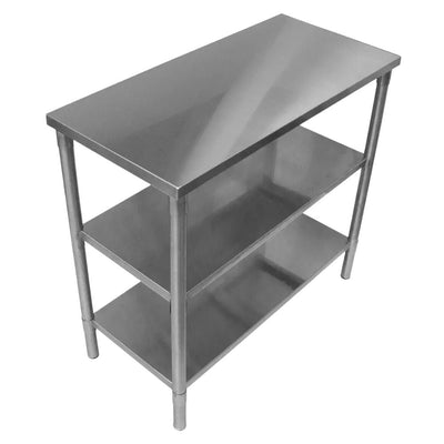 MESA KITCHENMAX STORE MLM1483069468 | Mesa Isla | Frente 95 cm | Doble Entrepaño | Acero Inoxidable | Cocina Industrial Restaurante Bar