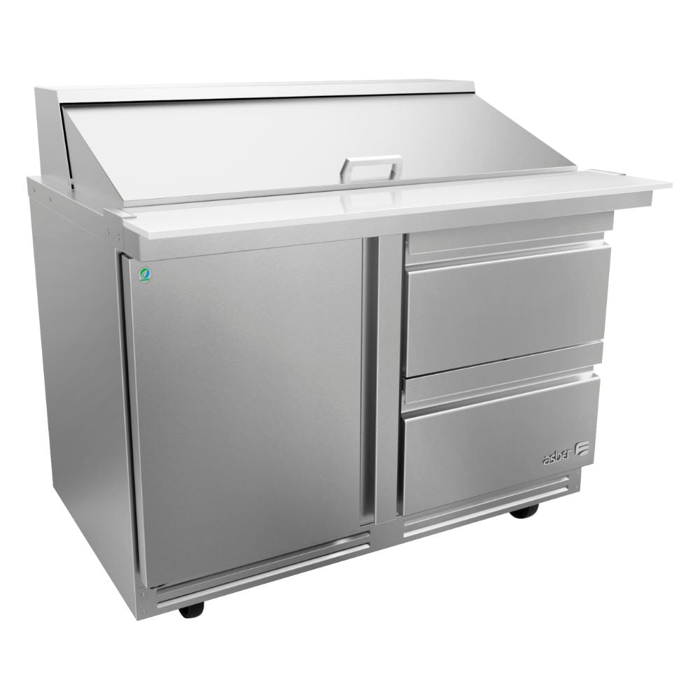MESA REFRIGERADA ASBER APTM-48-18-D2 P HC 19111157 | Mesa De Preparación Con Refrigerante | Acero Inoxidable | 1 Puerta | 2 Cajones | Supermercados Pizzerías Restaurantes Cocinas Industriales Cafeterías Supermercado Guarniciones Comedores Industriales Cocinas Industriales Panadería Carnicería Preparación Sushi Postres Ensaladas Baguettes mesa de preparación refrigerada cocina industrial mobiliario para restaurantes mesa de preparación con insertos gastronorm acero inoxidable Cafetería.