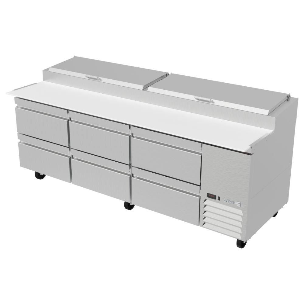 MESA REFRIGERADA ASBER APTP-93-D6 P HC 19111172 | Mesa De Preparación Con Refrigerante | Acero Inoxidable | 6 Cajones | Supermercados Pizzerías Restaurantes Cocinas Industriales Cafeterías Supermercado Guarniciones Comedores Industriales Cocinas Industriales Panadería Carnicería Preparación Sushi Postres Ensaladas Baguettes mesa de preparación refrigerada cocina industrial mobiliario para restaurantes mesa de preparación con insertos gastronorm acero inoxidable Cafetería.