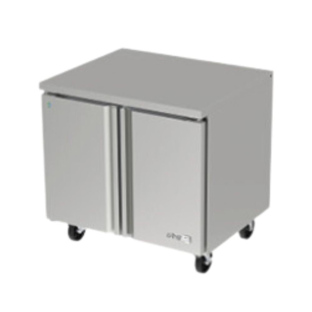 MESA ASBER AUTR-36 HC | Mesa Bajo Mostrador Refrigerada | Acero Inoxidable | 9.2 Pies Cúbicos | 2 Puerta | 2 Parrilla | Eléctrica | Restaurante Cafetería Fonda | Bar Restaurante Cafetería Cocina Industrial Refrigerar Bajo Barra Conservar Comedor 