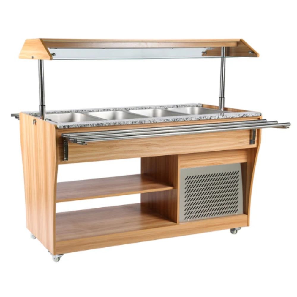MESA BUFFETERA MIGSA RTS-1490L | Mesa Buffetera Refrigerada Móvil | 4 Insertos Enteras | Restaurante Comedor Industriales Banquetes