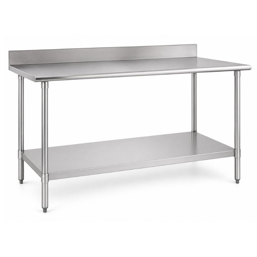 Mesa de Trabajo King MTL-200, mesa de trabajo con lambrín, en acero inoxidable.