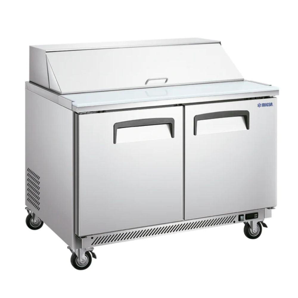 Mesa Fría Migsa SCL-2, mesa fría refrigerada, en acero inoxidable.