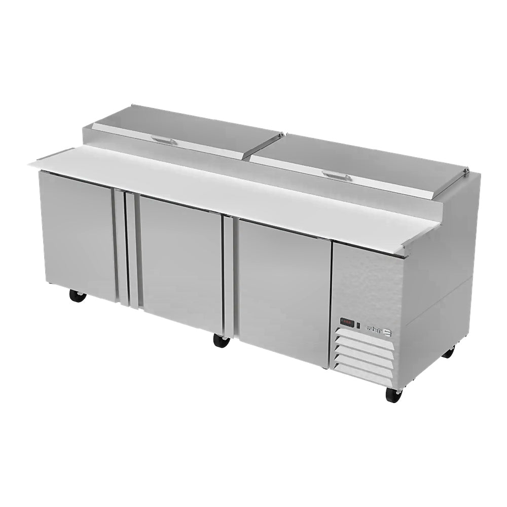 Mesa Refrigerada Asber APTP-93-D4 P Hc, pizza, en acero inoxidable.