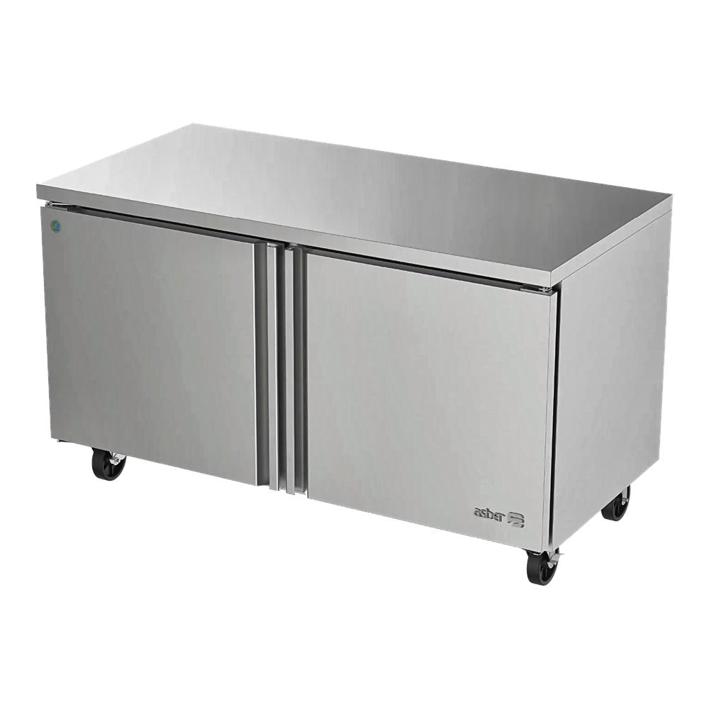 Mesa Refrigerada Asber AUTR-60 P Hc, mesa bajo mostrador, en acero inoxidable.