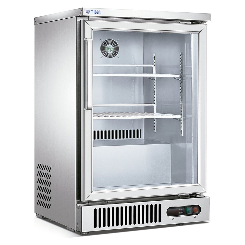 REFRIGERADOR MIGSA SG160 | Refrigerador Refrigerador Back Bar 1 Puerta Cristal | 160 Litros. | Acero Inoxidable | Bistro Restaurante Carnicería Abarrotes