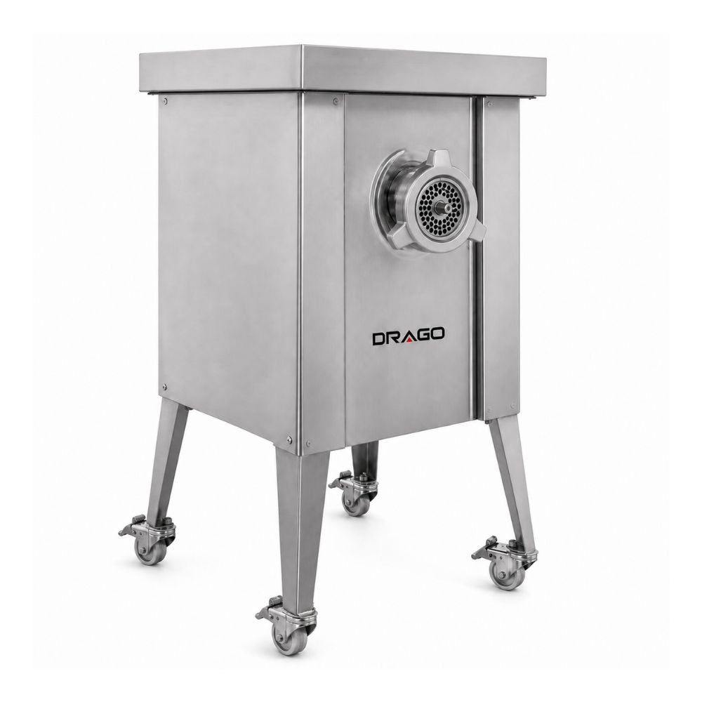 Molino Drago MC-32P-2HP, molino de carne 32 con pedestal, en acero inoxidable.