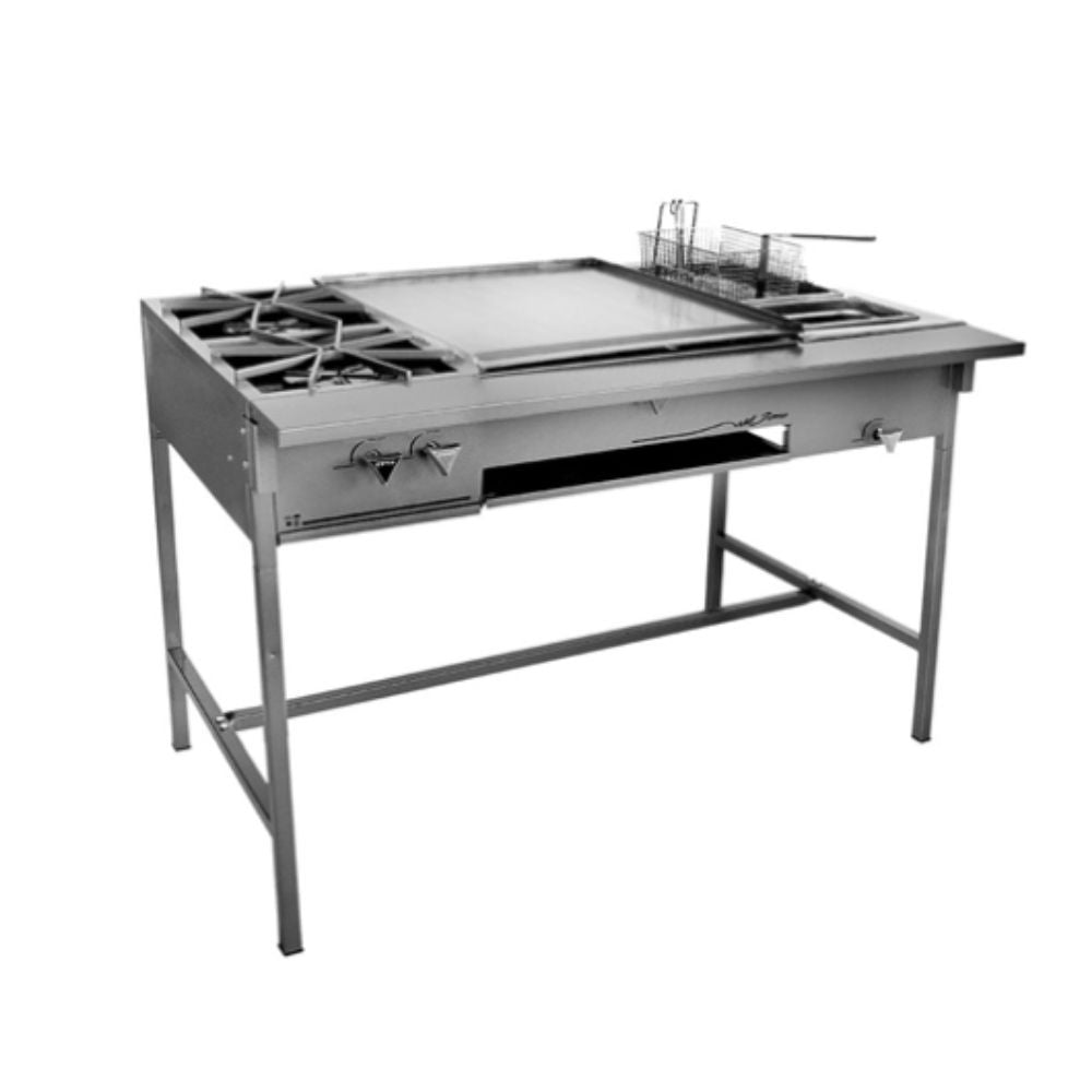 PARRILLA FERRO 16543009 | Parrilla 2 Quemadores Plancha Freidora | Gas | Comedor Industrial Restaurante Hotel Parrilla Plancha Freidora Cuatro Quemadores Tipo Estrella Un Quemador Tipo H Un Quemador Tipo U Base Desarmable Acero Inoxidable Restaurante Bar Hotel Cafetería Comedor Industrial Preparación de Alimentos Cocción