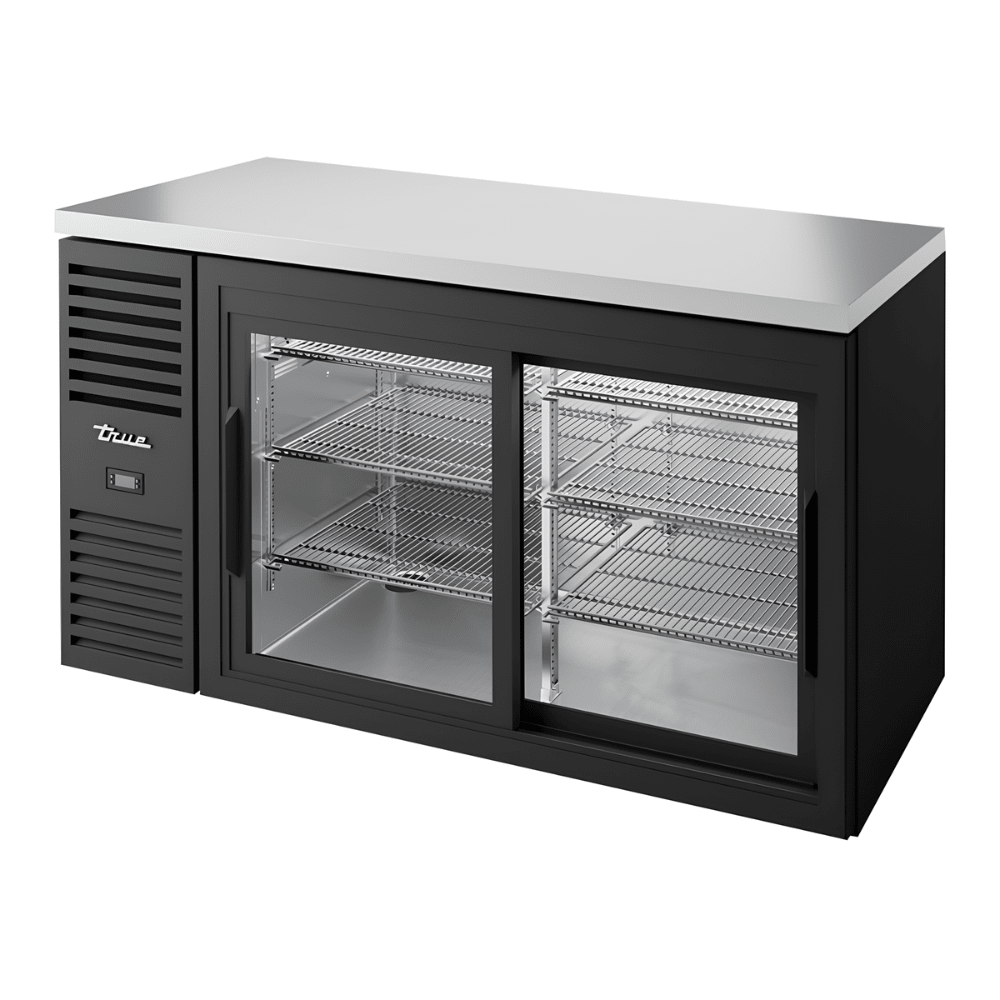 Refrigerador Bajo Barra True TBR60-RISZ1-L-B-11-1, en acero inoxidable.