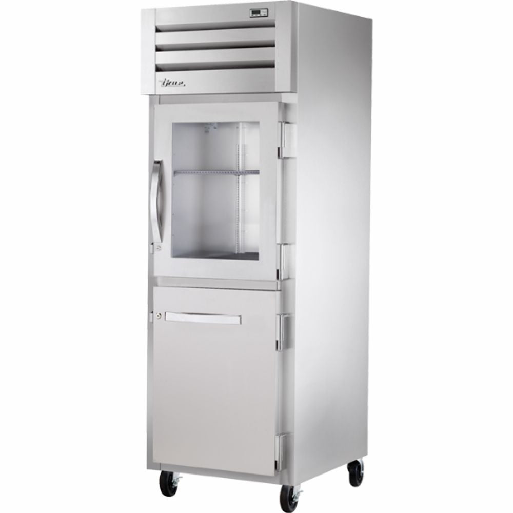 REFRIGERADOR TRUE STG1R-1HG/1HS-HC | Refrigerador Vertical | 2 Medias Puertas Combinadas | Acero Inoxidable Aluminio | Cocina Cremería Comercios Restaurante Lácteos Industrial Cocina Cremería Comercios Insumos Carnicería Hotel Panadería Refresquero Latas Bar Abarrotes