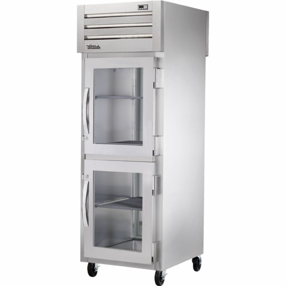 REFRIGERADOR TRUE STG1RPT-2HG-1S-HC | Refrigerador Vertical | 2 Medias Puertas Cristal | Acero Inoxidable Aluminio | Cocina Restaurante Industrial Restaurante Lácteos Industrial Cocina Cremería Comercios Insumos Carnicería Hotel Panadería Refresquero Latas Bar Abarrotes 