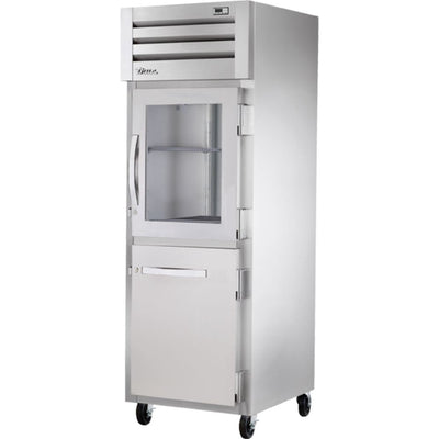 Refrigerador Vertical | 2 Medias Puertas Combinadas | Acero Inoxidable Aluminio | Restaurante Cocina Industrial Pastelería Panaderia Pasteleria Restaurante Cocina Industrial Banquetes Pan Masa Hoteles Cafeterías Estadios Arenas Empresas de Servicio Alimentación Caliente Alimentos  REFRIGERADOR TRUE STR1R-1HG/1HS-HC