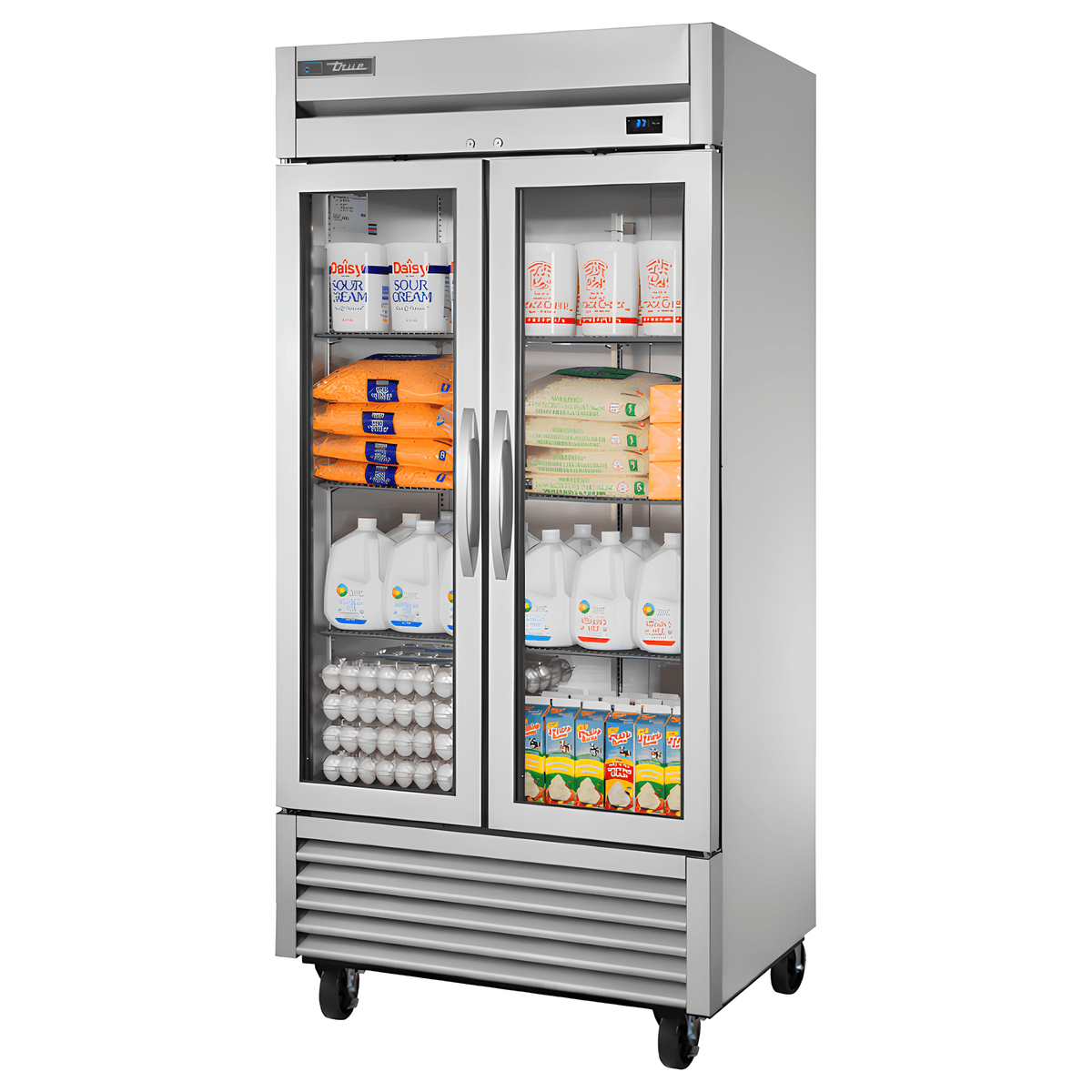 Refrigerador True T-35G-HC~FGD01, refrigerador vertical, en acero inoxidable.